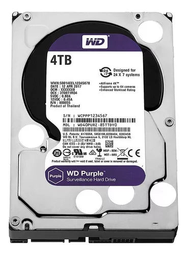 Disco Duro Western Digital Wd 4tb Purple Sata 3.5 Dvr Cctv-1